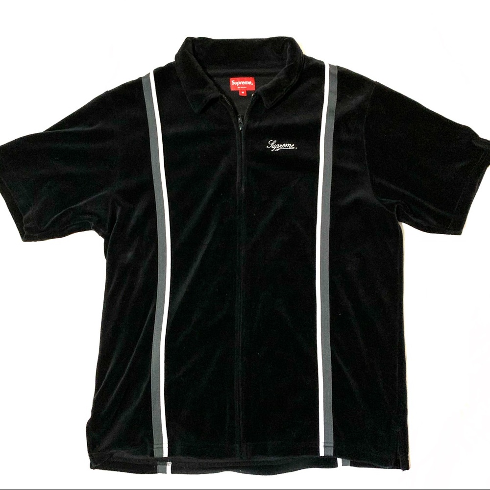 Vintage velour supreme zip up shirt